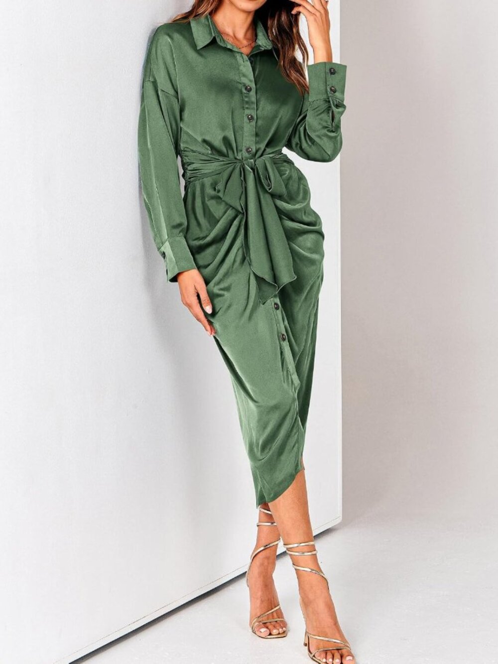Chic Button-Down Fall Dress for Women | Trendy Casual Style, Perfect for 2026 - Picture 5 of 8